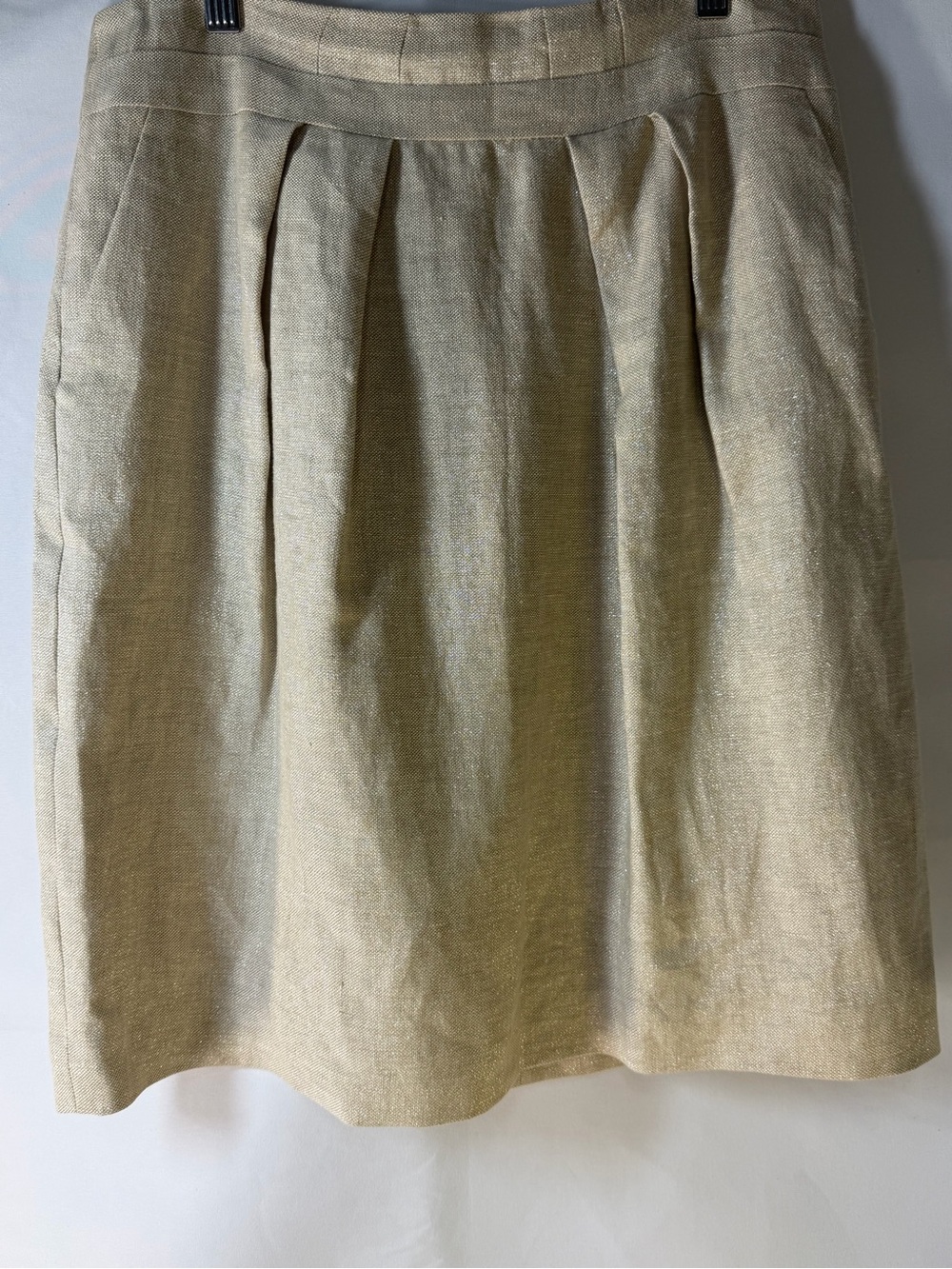 Talbots Collection Metallic Linen Pleated Skirt Size 6 Gold Beige NWT